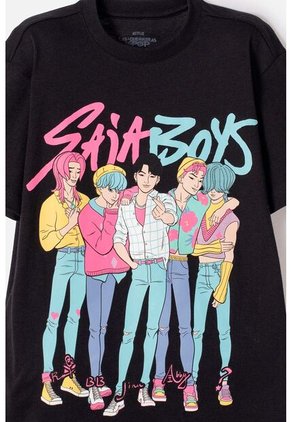 Camiseta De K- Pop Demon Hunters Manga Corta Negro Para Niña