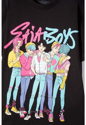 Camiseta De K- Pop Demon Hunters Manga Corta Negro Para Niña