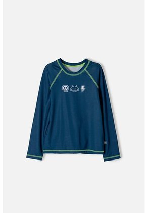 Camiseta De Baño Mic Azul Oscura Manga Larga Para Niño 12