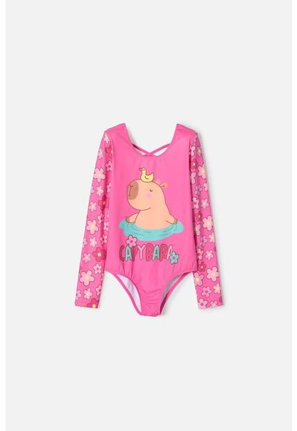 Vestido De Baño De Mic Manga Larga Rosado Para Niña 6