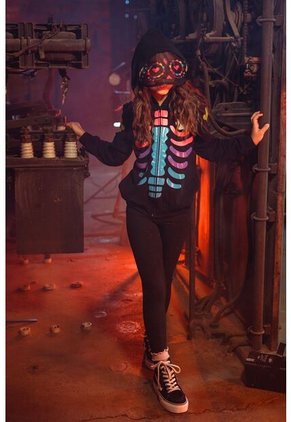 Buzo De Mic Catrina Con Capucha Negro Para Niña 8