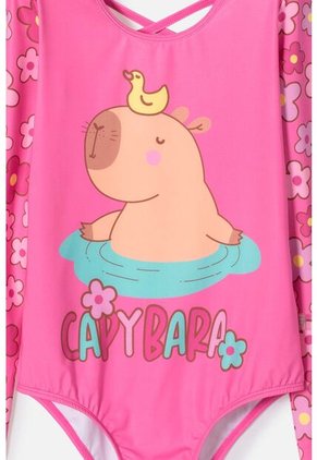 Vestido De Baño De Mic Manga Larga Rosado Para Niña 4