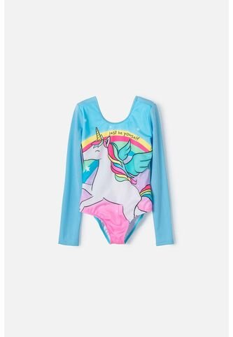 Vestido De Baño Entero Mic Manga Larga Azul Para Niña 10 MARCA MIC