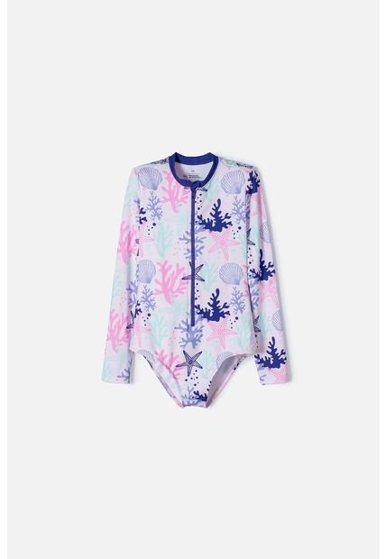 Vestido De Baño Mic Manga Larga Morado Para Niña 10