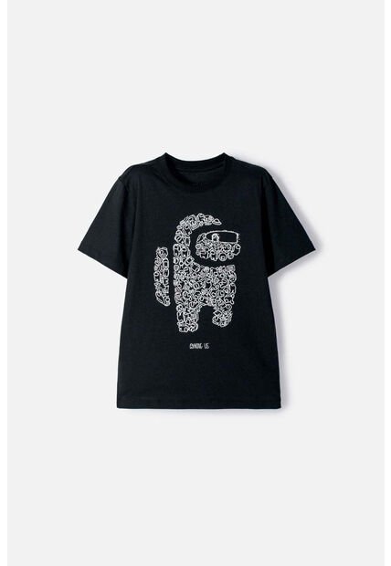 Camiseta De Among Us Manga Corta Negro Para Niño M