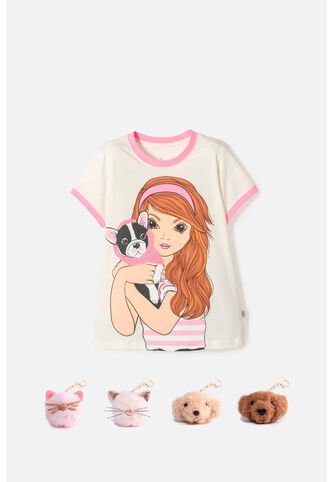 Camiseta De Mic Manga Corta Marfil Para Niña 6 MARCA MIC