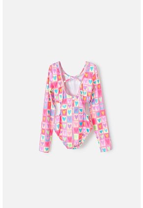 Vestido De Baño Mic Manga Larga Multicolor Para Niña 4