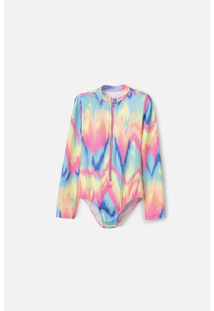 Vestido De Baño Mic De Manga Larga Multicolor Para Niña 4