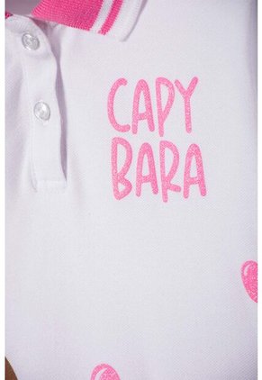 Camiseta Capibara Tipo Polo Blanco Para Niña 10