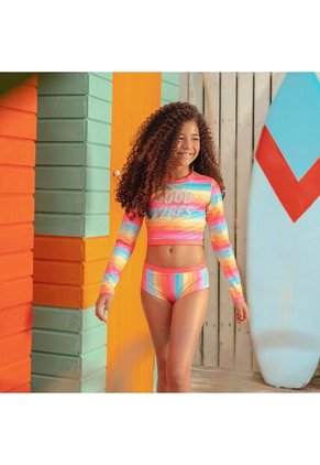 Conjunto De Baño Mic Manga Larga Multicolor Para Niña 12