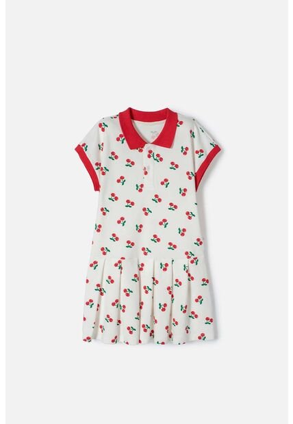 Vestido De Mic Manga Corta Marfil Para Niña 4