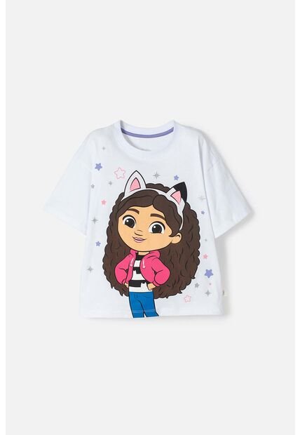 Camiseta De Gabby’s Dollhouse Manga Corta Blanco Para Niña