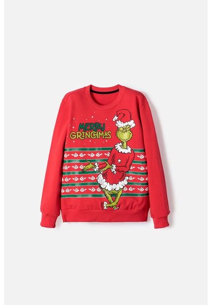 Buzo De Grinch Cerrado Rojo Para Niño Unisex