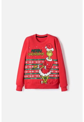 Buzo De Grinch Cerrado Rojo Para Niño Unisex
