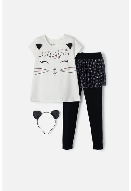 Conjunto Mic Marfil Y Negro De Pantalón Largo Para Niña 4