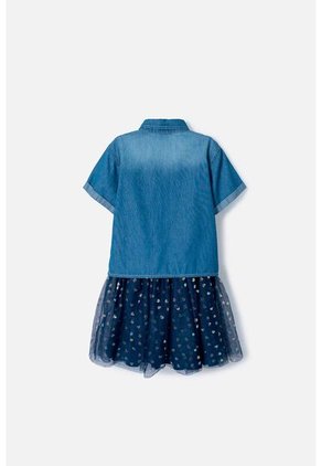 Vestido De Mic Con Falda En Tull Azul Para Niña 10