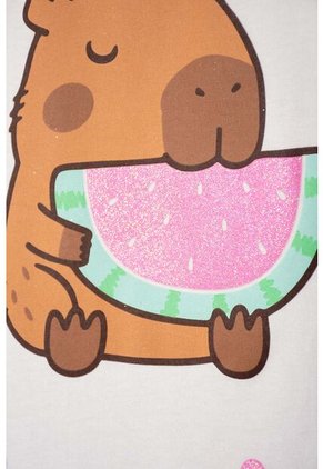 Pijama De Capybara Lila Y Blanca De Pantalón Largo Para Niña 4