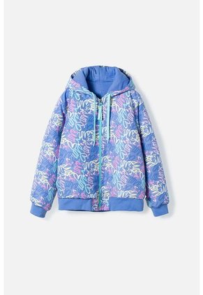 Chaqueta De Mic Con Cierre Y Capucha Azul Para Niña 4