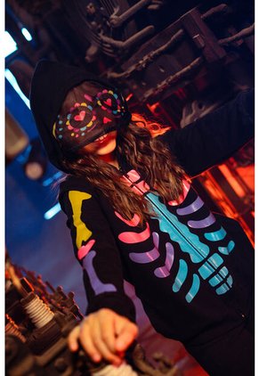 Buzo De Mic Catrina Con Capucha Negro Para Niña 8