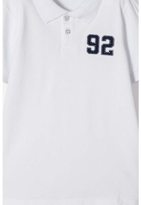 Camiseta Tipo Polo Mic Blanco Para Niño 6
