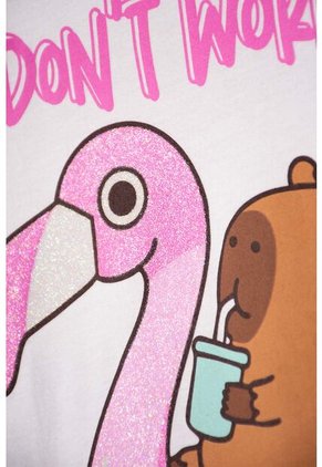 Camiseta De Capybara Marfil Estampada En Frente Para Niña 12