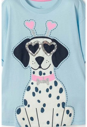 Camiseta De Mic Manga Corta Azul Para Niña 8