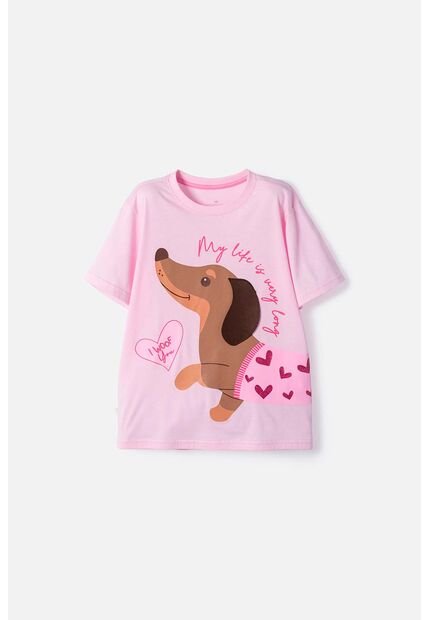 Camiseta De Mic Manga Corta Rosado Para Niña 12