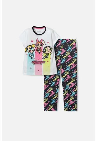 Pijama De Las Chicas Superpoderosas Blanco Y Negro Para Niña 12 MARCA MIC
