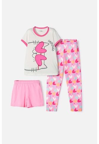 Pijama De Mic 3 Piezas Marfil Y Rosado Para Niña 12 MARCA MIC