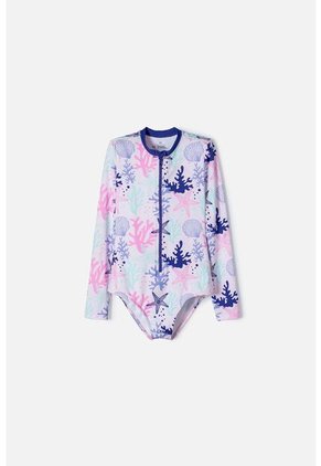 Vestido De Baño Mic Manga Larga Morado Para Niña 6