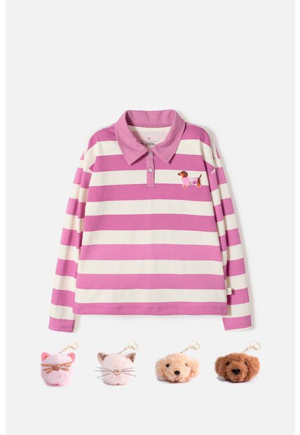 Camiseta Tipo Polo De Mic Multicolor Para Niña 14