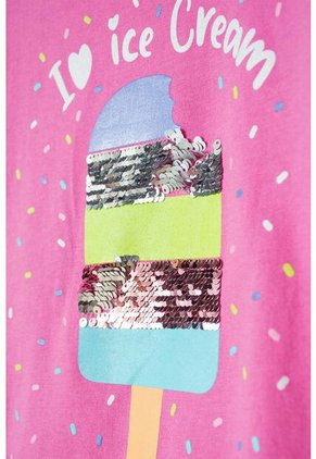 Camiseta Mic Rosada Con Bordado En Lentejuelas Para Niña 4