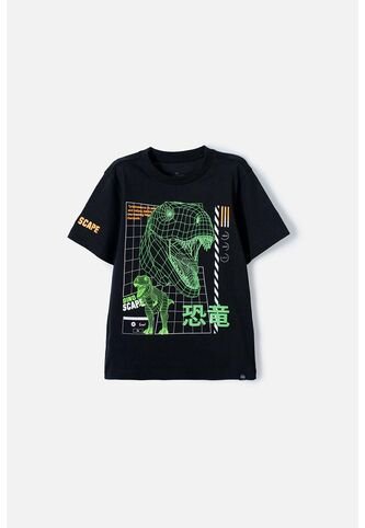 Camiseta Mic Negra Estampada Para Niño 10 MARCA MIC