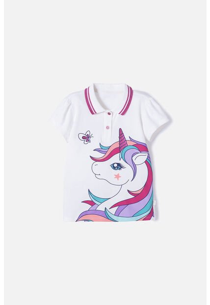 Camiseta Tipo Polo De Mic Marfil Con Botones Para Niña 4