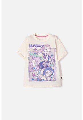 Camiseta De K- Pop Demon Hunters Manga Corta Marfil Para Niña