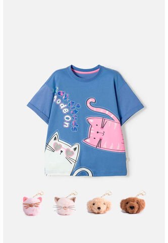 Camiseta De Mic Manga Corta Azul Para Niña 10 MARCA MIC