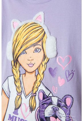 Camiseta De Mic Manga Corta Lila Para Niña 12