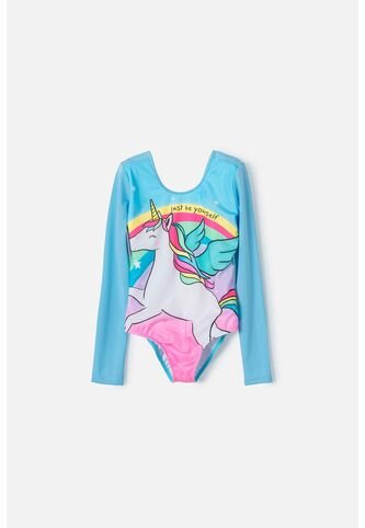Vestido De Baño Entero Mic Manga Larga Azul Para Niña 6 MARCA MIC