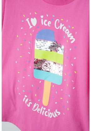Camiseta Mic Rosada Con Bordado En Lentejuelas Para Niña 10