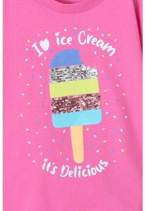 Camiseta Mic Rosada Con Bordado En Lentejuelas Para Niña 10