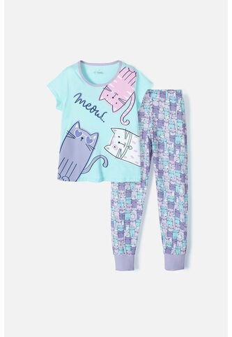 Pijama De Mic Con Pantalón Largo Azul Y Morada Para Niña 10 MARCA MIC