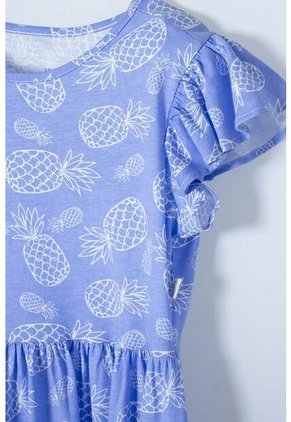 Vestido De Mic Manga Corta Azul Para Niña 4