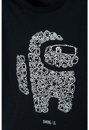 Camiseta De Among Us Manga Corta Negro Para Niño XL