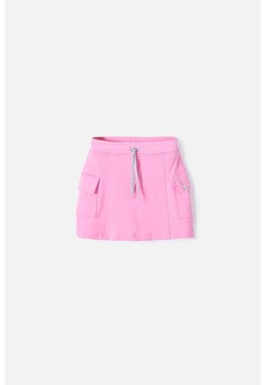 Falda De Mic Con Bolsillos Rosada Para Niña 4