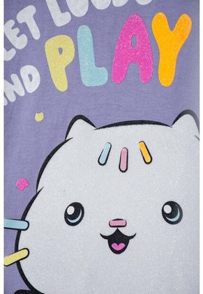 Camiseta De Gabby’s Dollhouse Manga Corta Lila Para Niña