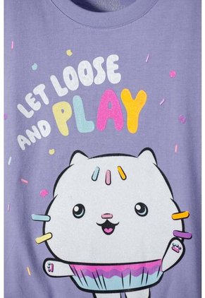 Camiseta De Gabby’s Dollhouse Manga Corta Lila Para Niña