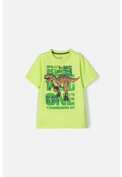 Camiseta De Mic Manga Corta Verde Para Niño 12