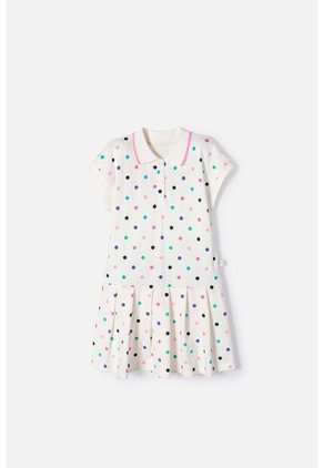 Vestido Mic Marfil Corto Tipo Polo Para Niña 10