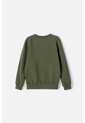 Buzo De Mic Cuello Redondo Cerrado Verde Militar Para Niño 12