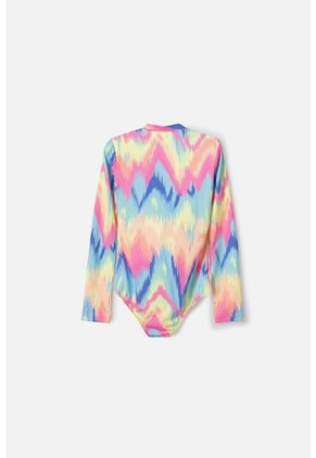 Vestido De Baño Mic De Manga Larga Multicolor Para Niña 12